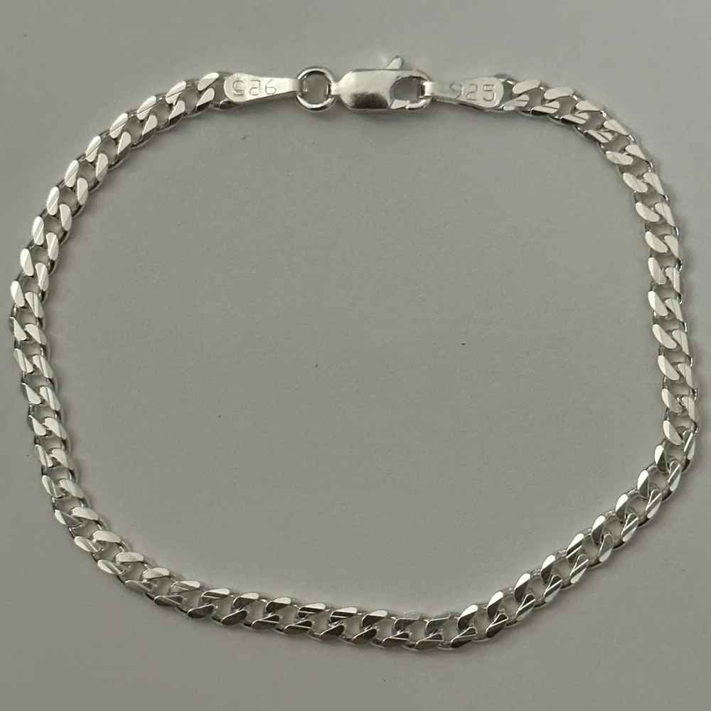 925 Silver 4mm 8.25” bracelet cuban chain